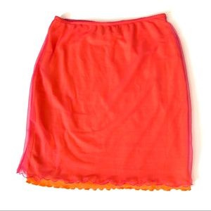 Guess Pink Mesh Orange Lining Straight Skirt SzM